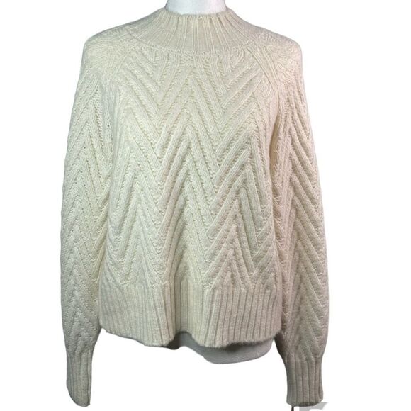 New! Sincerely Jules Off White Pull-On High Neck Soft Women’s Sweater Sz M - Picture 1 of 11